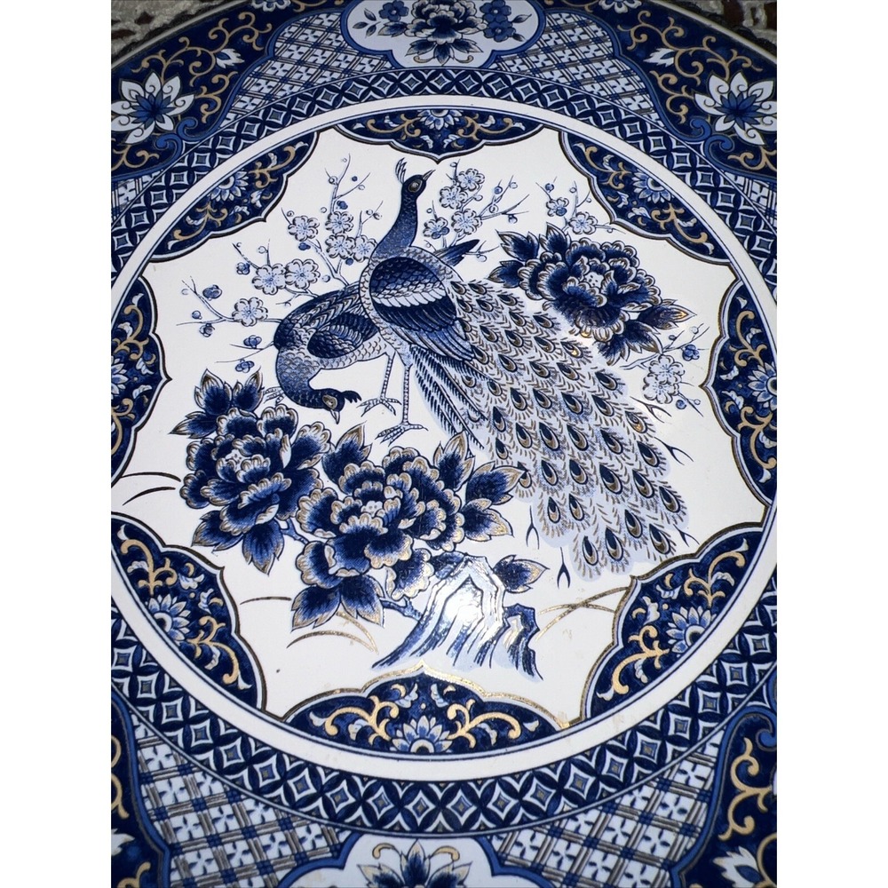 Imperial Peacock  Flower Wall‎ Hanging Art Pottery Ceramic 6"